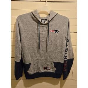 NFL Team Apparel Hoodie Mens S New England Patriots Gray Navy Pullover Logo